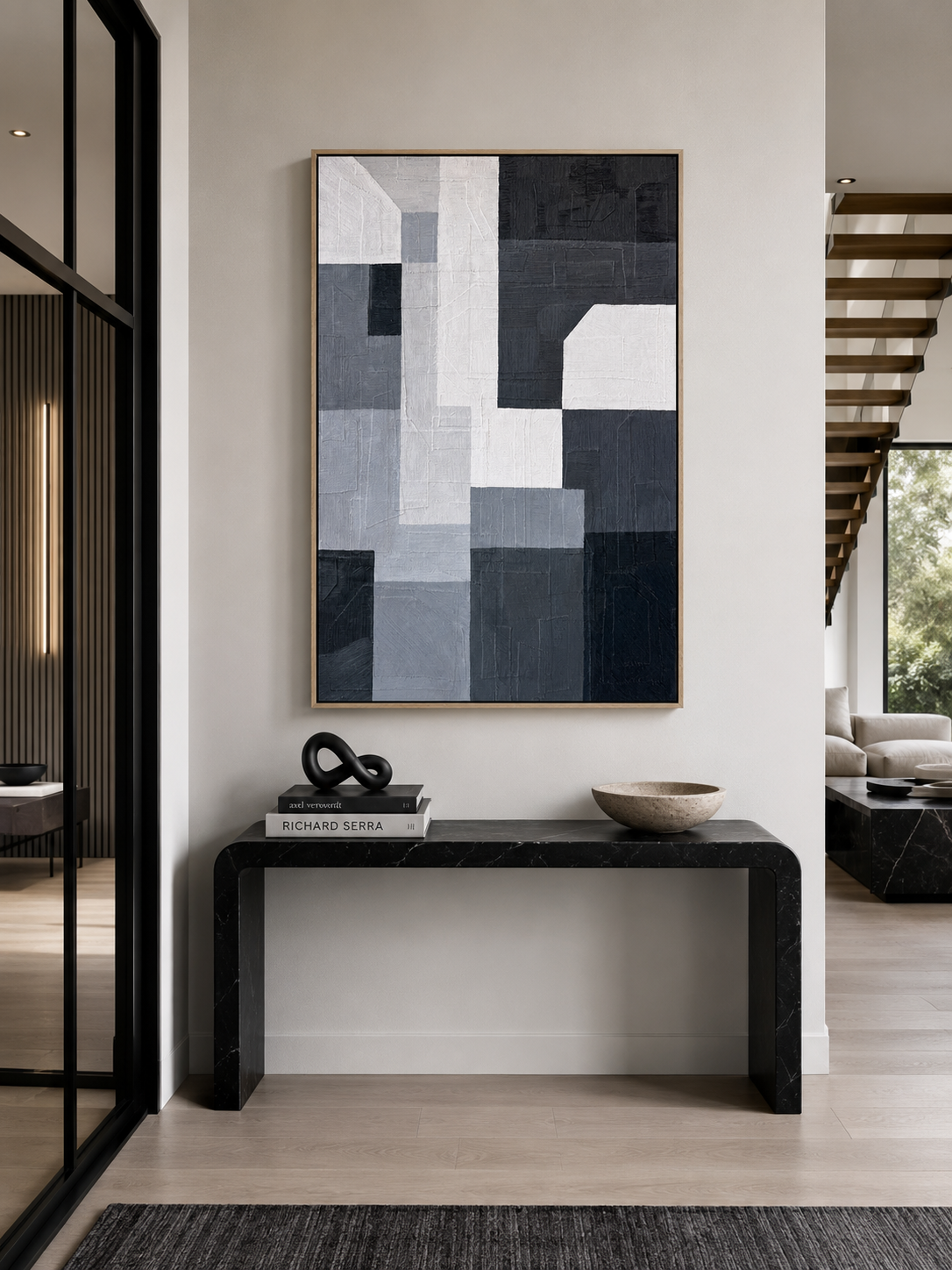 Form After Time installed in a contemporary entry
